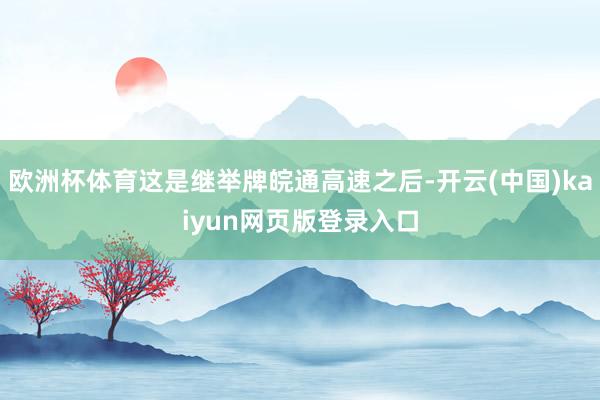 欧洲杯体育这是继举牌皖通高速之后-开云(中国)kaiyun网页版登录入口